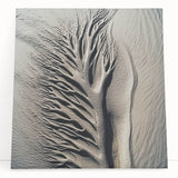 Large black and white photo of a dew-covered spider web on stretched canvas, ideal for kitchen wall art.