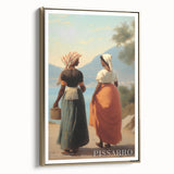 Framed canvas featuring a vintage landscape painting with muted earth tones, ideal for bedroom wall art.