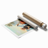 Extra large rolled print of vibrant floral art in pastel shades, ideal for classy bathroom or large living room decor.