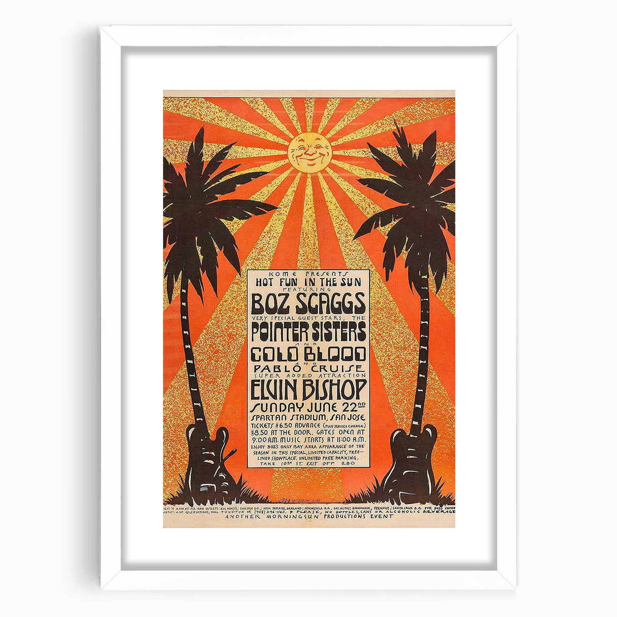 Boz Scaggs Hot Fun in the Sun Poster - Retro Music Wall Art