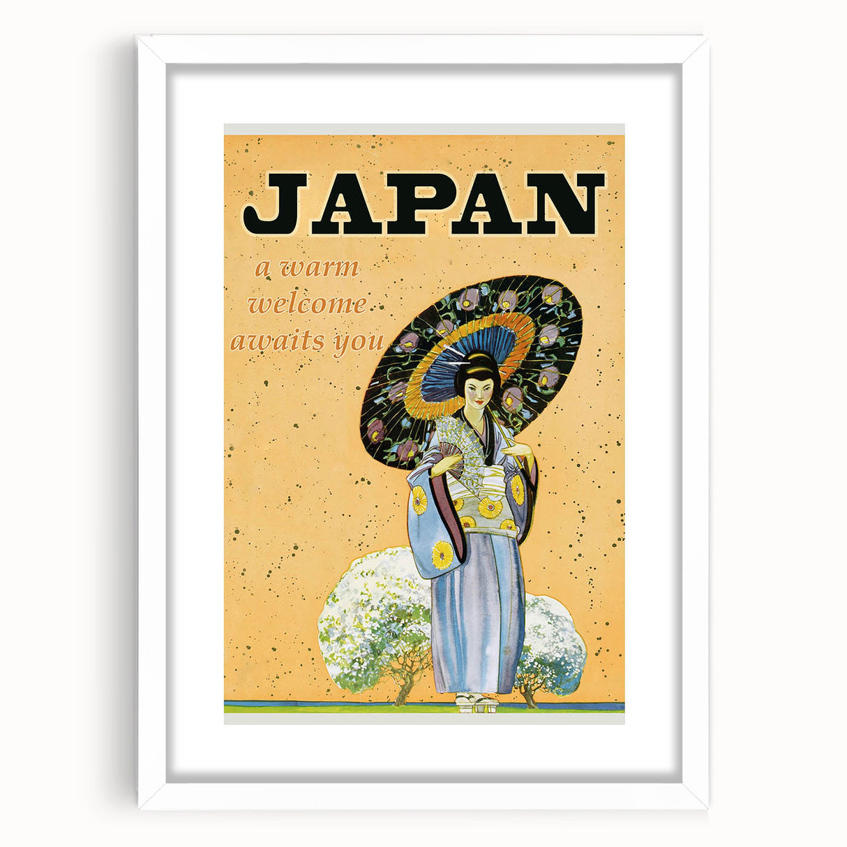 Vintage Japan Travel Poster | Warm Welcome Art Print of Geisha