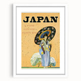 Vintage Japan Travel Poster | Warm Welcome Art Print of Geisha