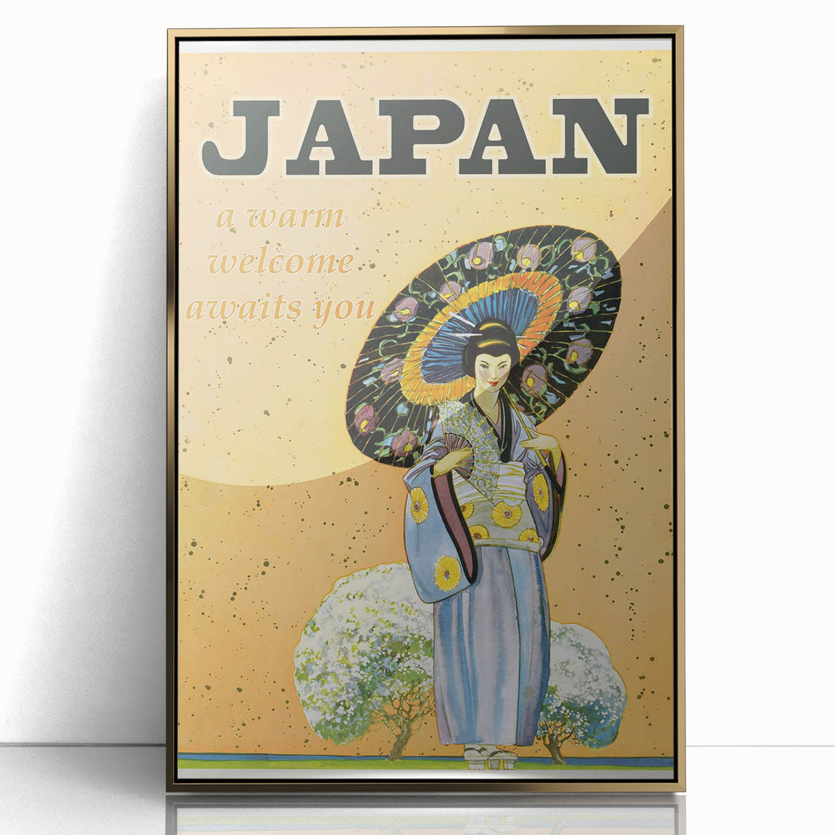 Vintage Japan Travel Poster | Warm Welcome Art Print of Geisha
