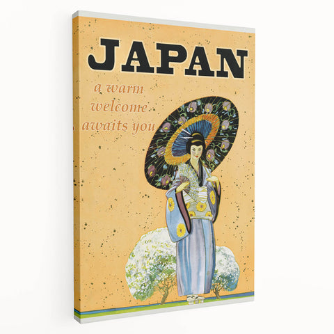 Vintage Japan Travel Poster | Warm Welcome Art Print of Geisha