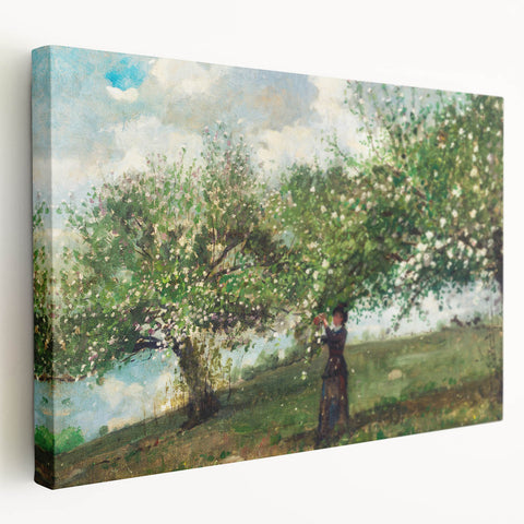 Charming Realism Art Print | Girl Picking Apple Blossoms by Winslow Homer