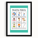 Kids Educational Wall Art - Healthy Habits Learning Chart