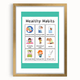 Kids Educational Wall Art - Healthy Habits Learning Chart