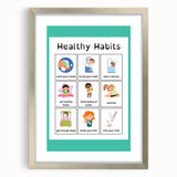 Kids Educational Wall Art - Healthy Habits Learning Chart