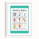 Kids Educational Wall Art - Healthy Habits Learning Chart