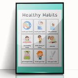 Kids Educational Wall Art - Healthy Habits Learning Chart