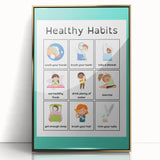 Kids Educational Wall Art - Healthy Habits Learning Chart
