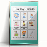 Kids Educational Wall Art - Healthy Habits Learning Chart