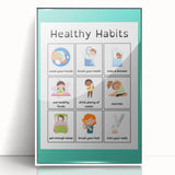 Kids Educational Wall Art - Healthy Habits Learning Chart