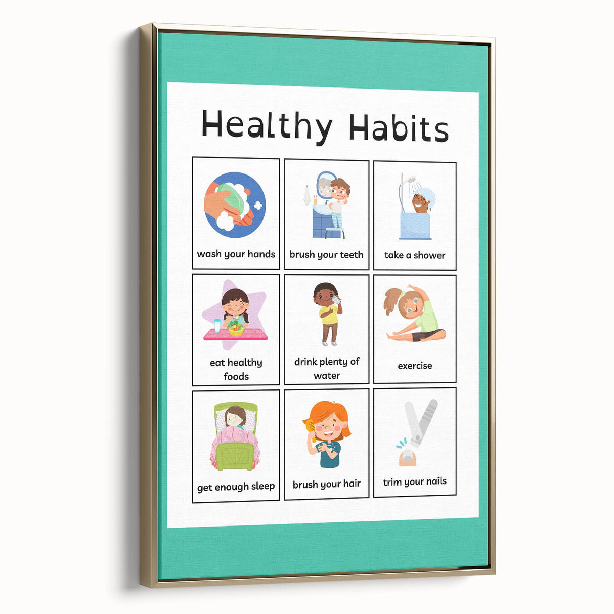Kids Educational Wall Art - Healthy Habits Learning Chart
