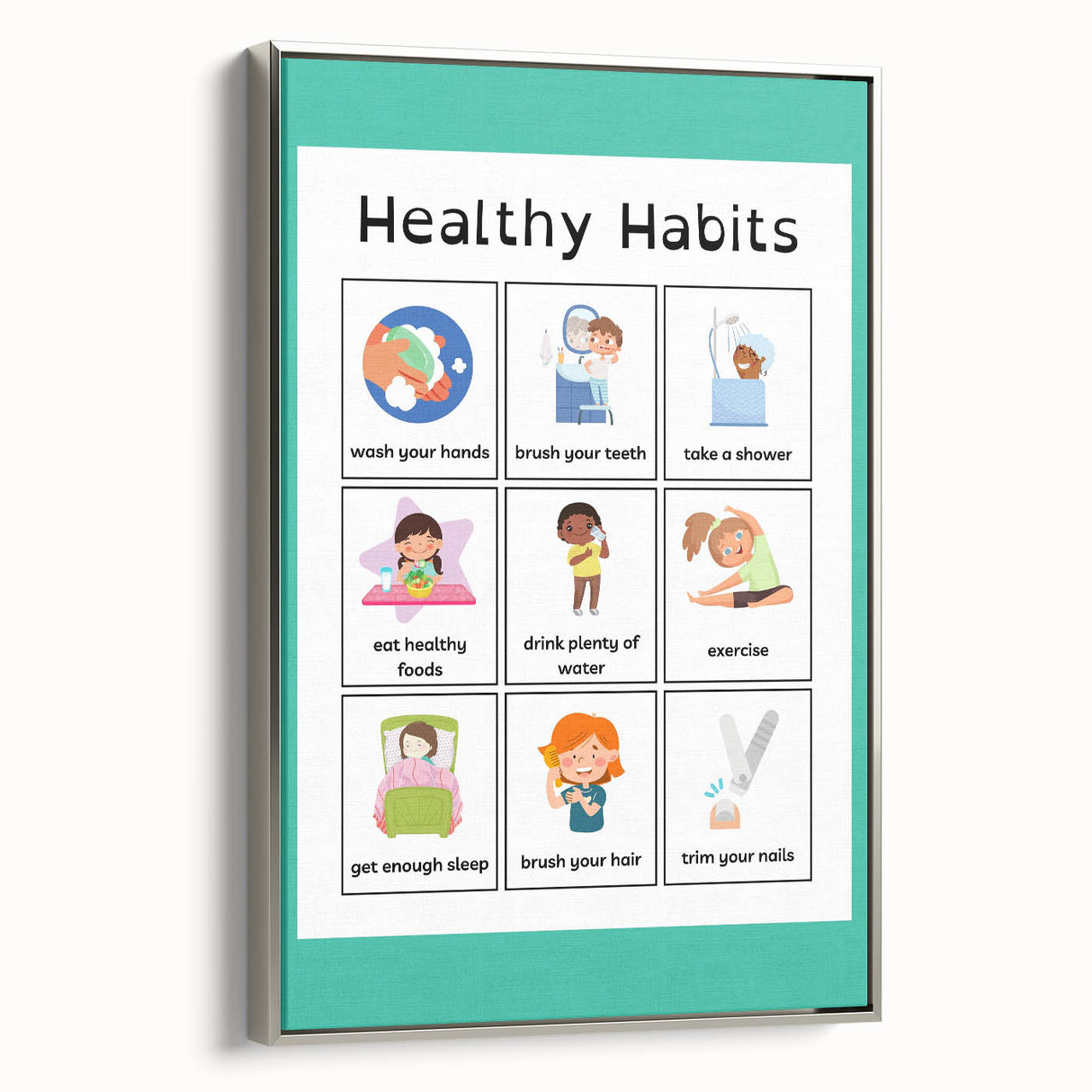 Kids Educational Wall Art - Healthy Habits Learning Chart