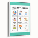Kids Educational Wall Art - Healthy Habits Learning Chart
