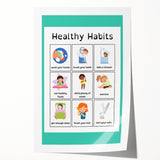 Kids Educational Wall Art - Healthy Habits Learning Chart