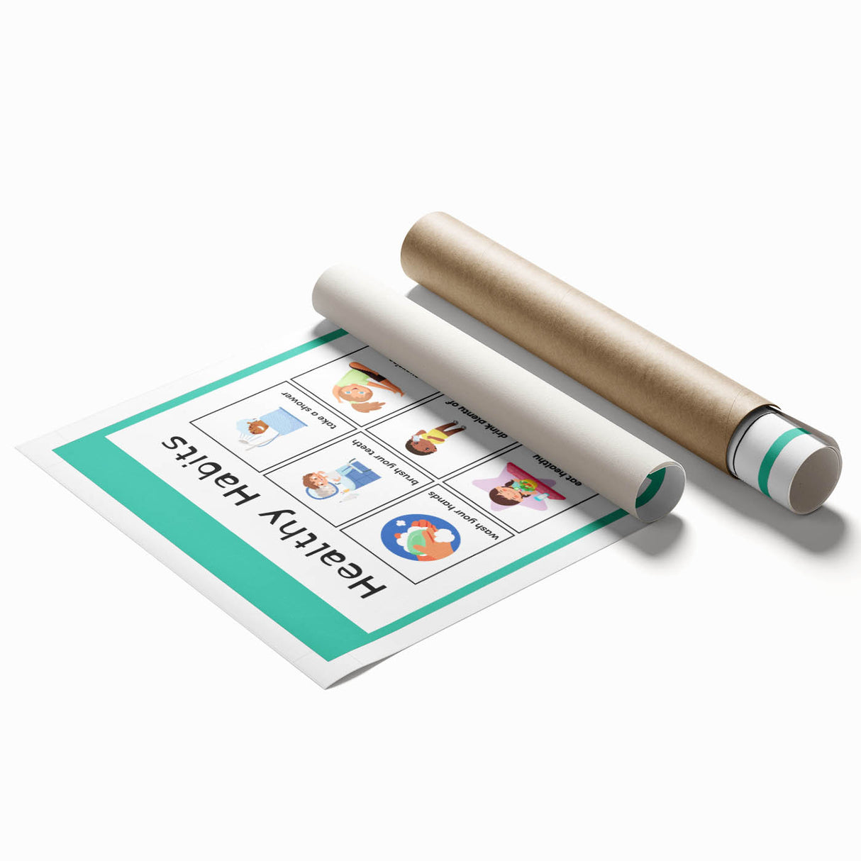 Kids Educational Wall Art - Healthy Habits Learning Chart