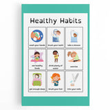 Kids Educational Wall Art - Healthy Habits Learning Chart