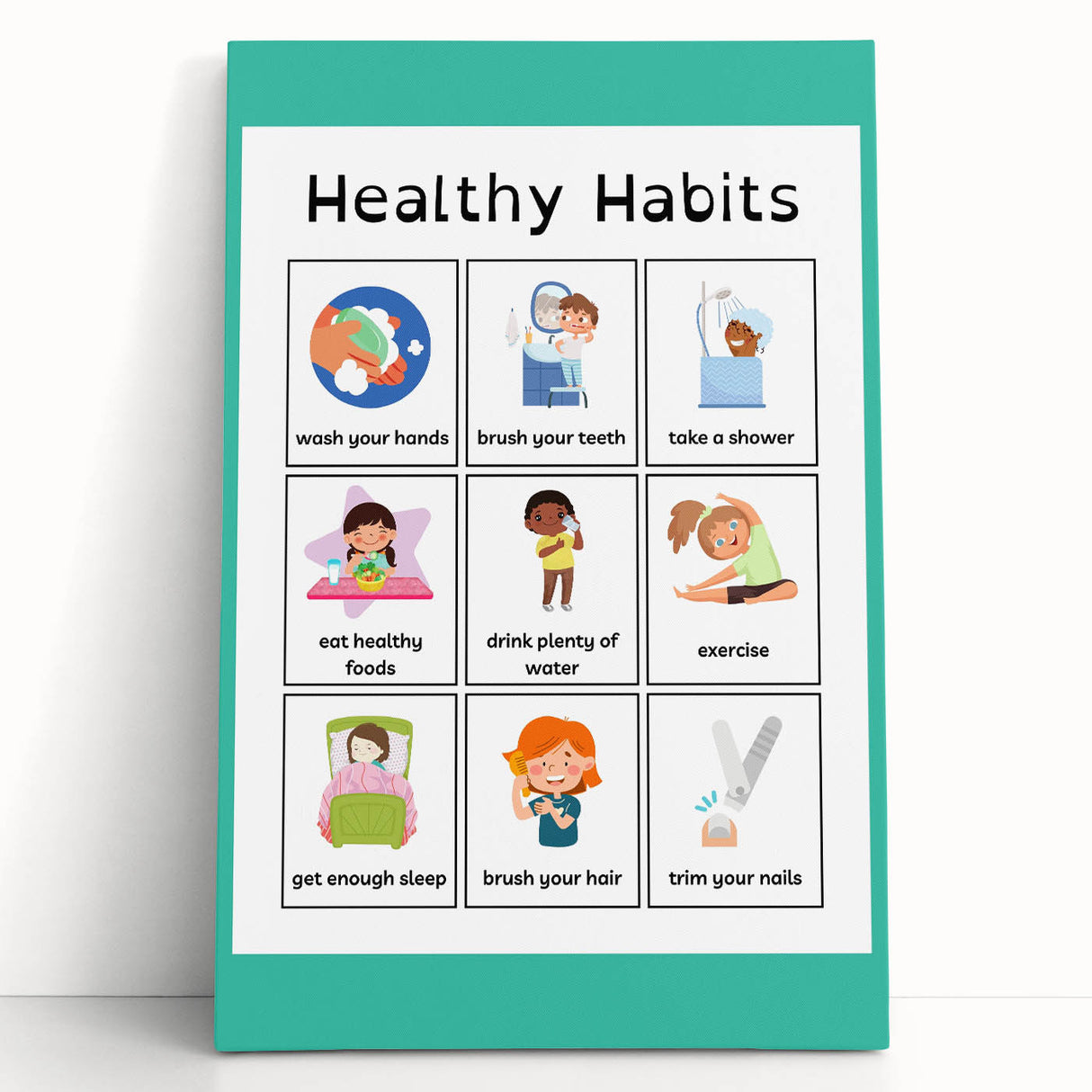 Kids Educational Wall Art - Healthy Habits Learning Chart