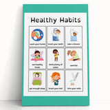 Kids Educational Wall Art - Healthy Habits Learning Chart
