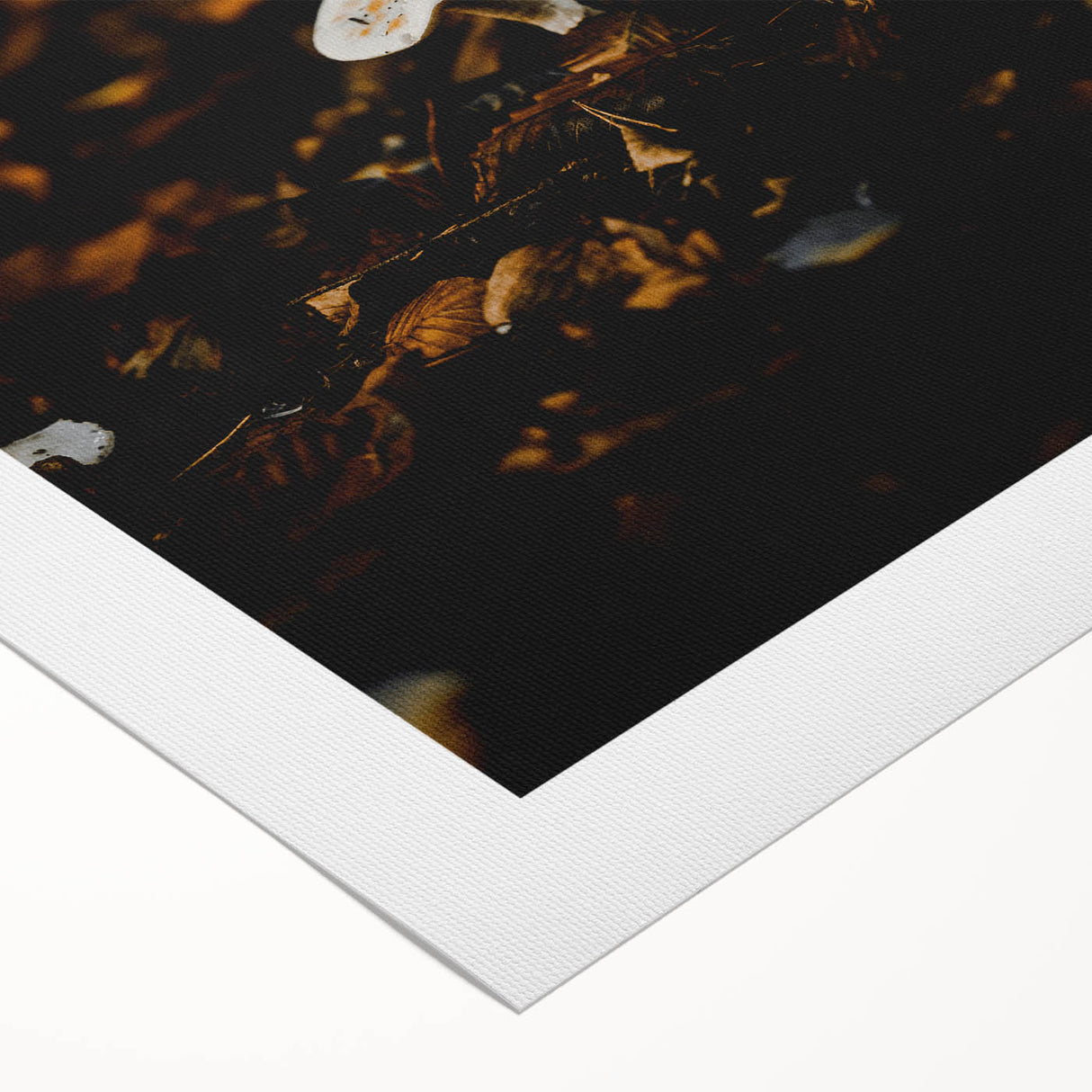 Art deco poster featuring autumnal scene in orange and brown hues on rolled canvas, suitable for dining room decor.