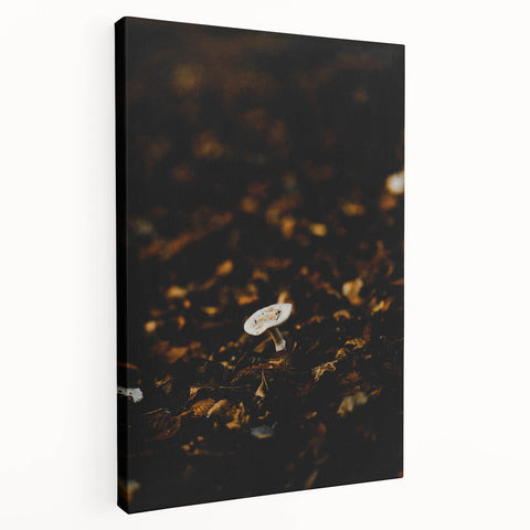 Autumn-themed abstract art on large stretched canvas with warm orange and brown tones, ideal for kitchen wall decor.