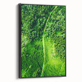 Black and white framed canvas featuring a vintage landscape painting, ideal for bedroom wall art.