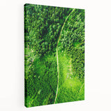 Spring-themed abstract canvas art in pastel green and pink, ideal for kitchen wall decor.