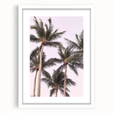 Abstract art print featuring swirling blue and green patterns on a white framed canvas, ideal for dining room decor.