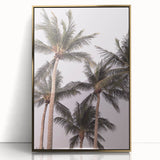 Large acrylic print of a mid-century modernist summer scene with vibrant gold and blue tones, ideal for nursery wall decor.