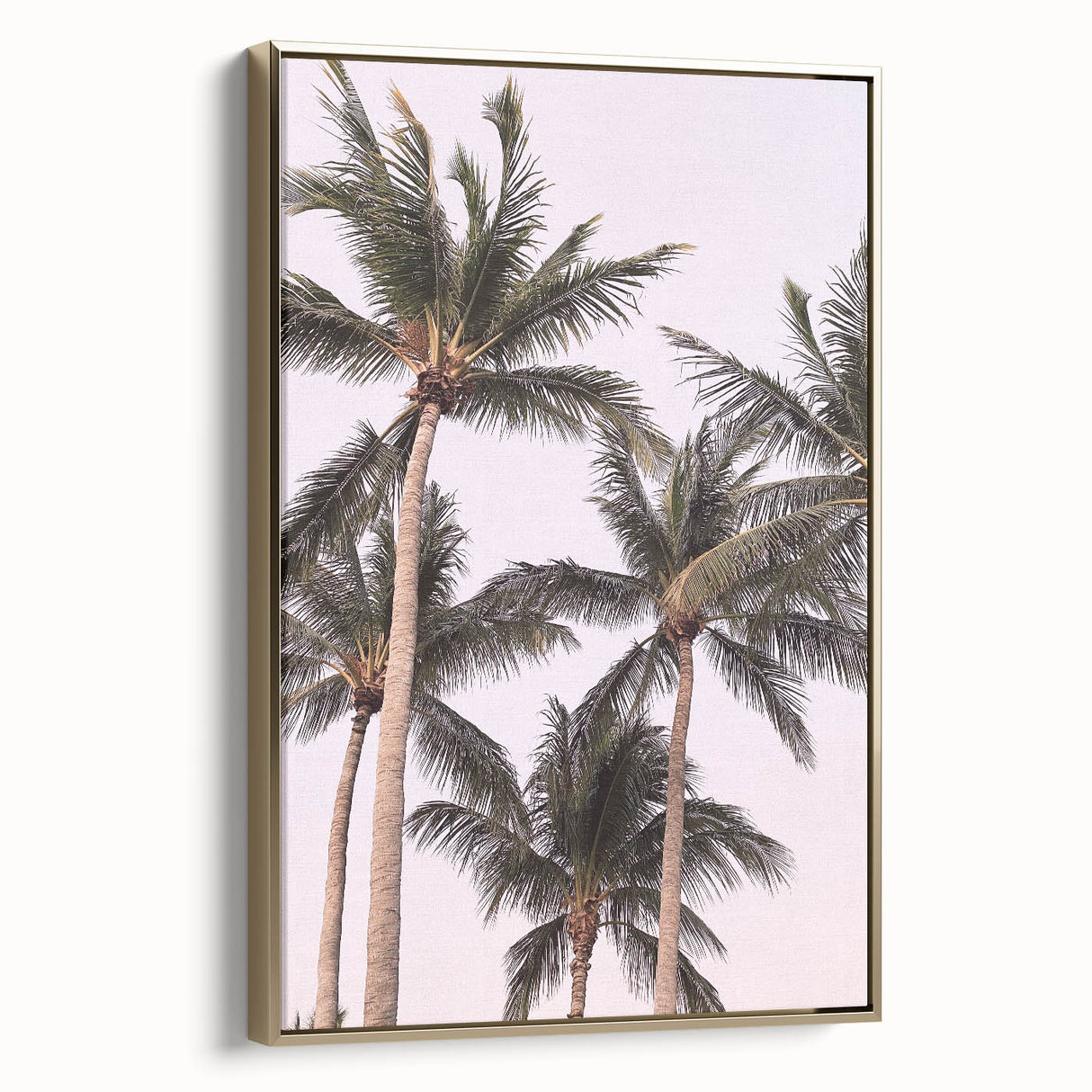 Framed canvas depicting a summer landscape with lush greenery and a river, using gold and black tones.