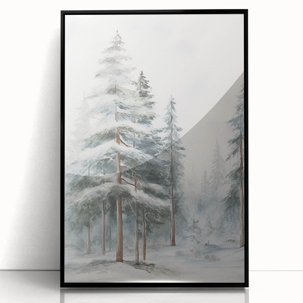 Large abstract wall art featuring geometric shapes in muted gray tones on a framed acrylic.