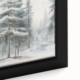 Black wall art featuring a textured winter scene in vibrant colors on a framed canvas, ideal for living room decor.