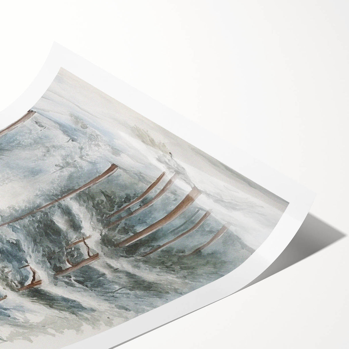 Extra large rolled print featuring line art flowers in muted winter tones, ideal for large living room wall decor.