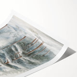 Extra large rolled print featuring line art flowers in muted winter tones, ideal for large living room wall decor.