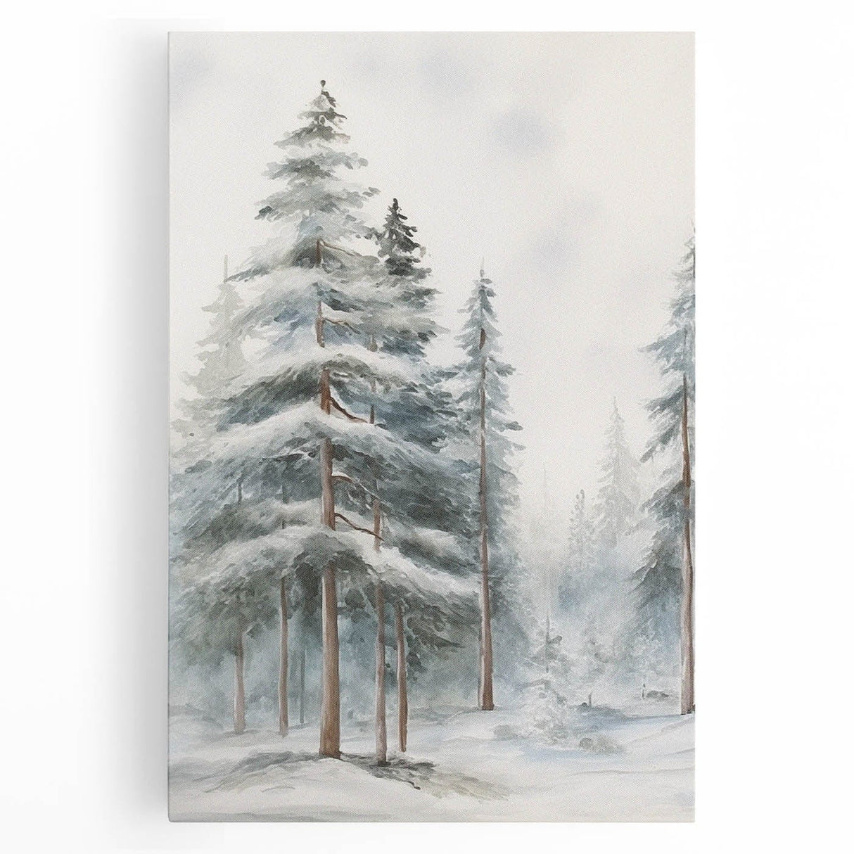 Black and white large art on stretched canvas depicting a winter scene, ideal for kitchen wall art.