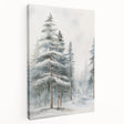 Winter landscape on large stretched canvas, featuring muted blue and white tones, ideal for kitchen wall art.