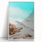 Art deco poster depicting a summer scene, in pastel colors on white acrylic, ideal for nursery wall art.