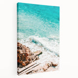 Large abstract painting on stretched canvas with vibrant orange and yellow hues, ideal for kitchen wall art.