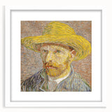 Textured abstract art print in muted blues and greens on a framed white canvas, suitable for bedroom decor.