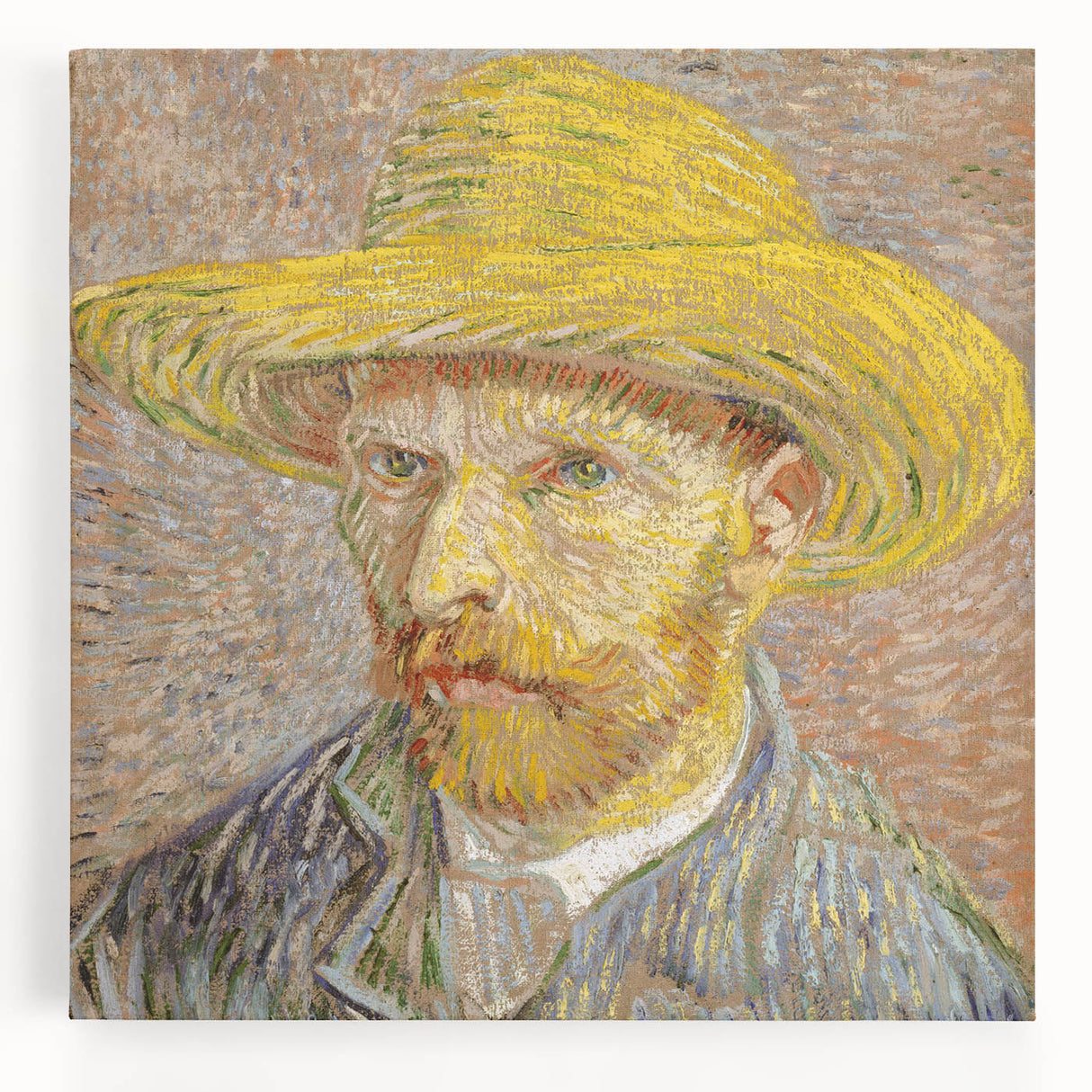 Black and white stretched canvas featuring a large, detailed Van Gogh-inspired print.