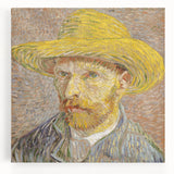 Black and white stretched canvas featuring a large, detailed Van Gogh-inspired print.