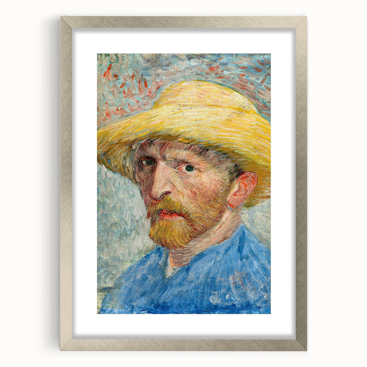 Impressionism Wall Art - Self-Portrait with Straw Hat (1887) by van Gogh
