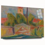 Modern Wall Art – Vibrant Village Landscape with Church
