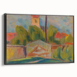 Modern Wall Art – Vibrant Village Landscape with Church
