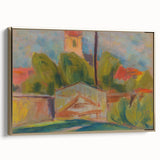 Modern Wall Art – Vibrant Village Landscape with Church