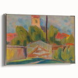 Modern Wall Art – Vibrant Village Landscape with Church