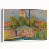 Modern Wall Art – Vibrant Village Landscape with Church