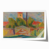 Modern Wall Art – Vibrant Village Landscape with Church